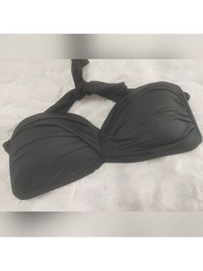 Elegant Black Mynah Women's Twist Bikini Top Lg